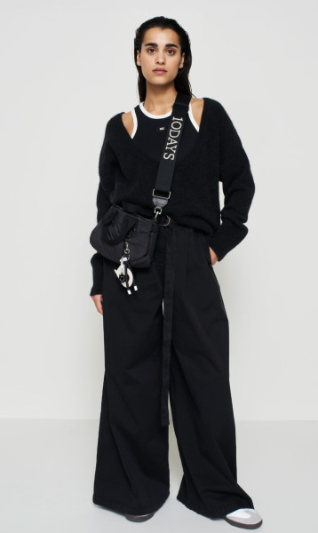 Wide Leg Pants Twill black