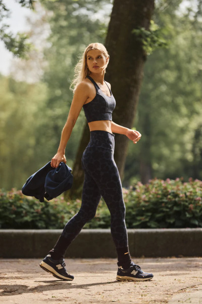 Classic Leggings High Waistband Leopard Navy