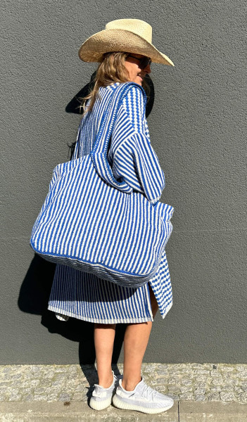 Terry Beach Bag striped blue/white