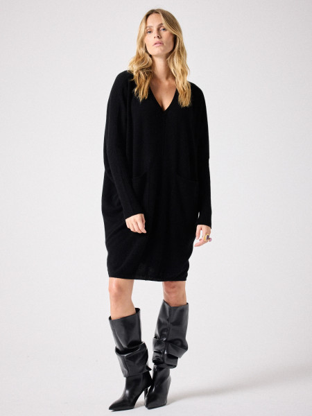 Bella Cashmere Poncho Dress noir