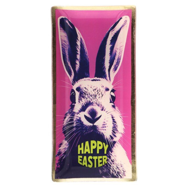 Love Plates, Glasteller L Hase Happy Easter pink