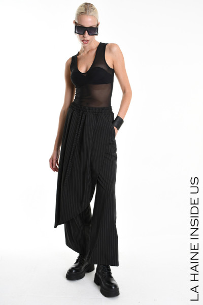 TROUSER Over Wide Fluido Pinstripe Black