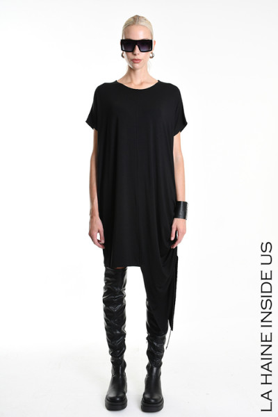 DRESS Over Asymmetric Jersey Bamboo Black