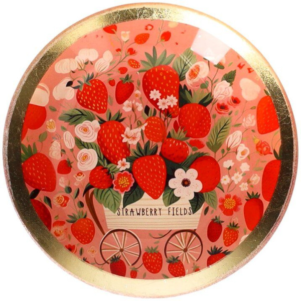 Love Plates Glasteller S Strawberry fiels rosa