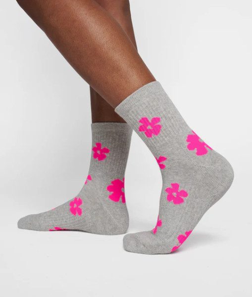 Short Socks flower light grey melee