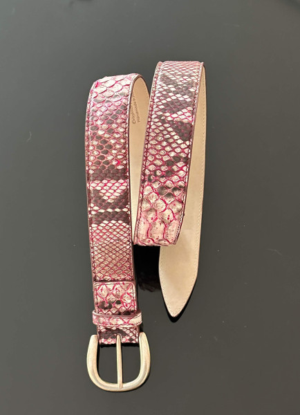 Leather Belt Python batik rose