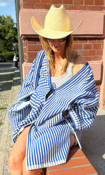 Jacket Recep Poncho blue/white