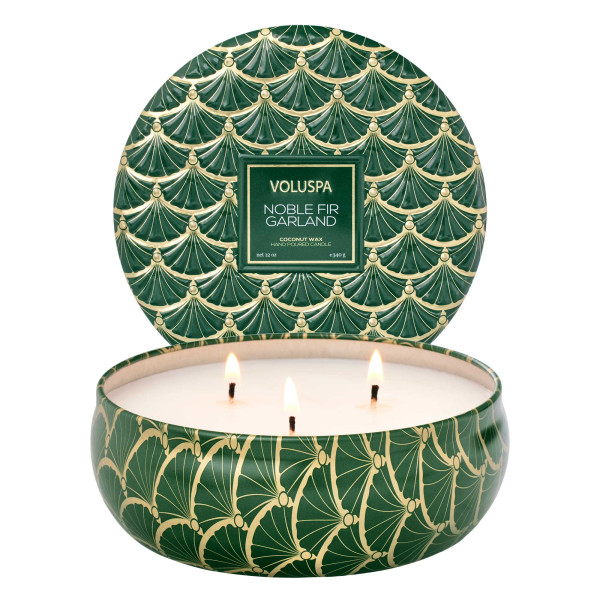 Noble Fir Garland 3Wicks Tin Candle