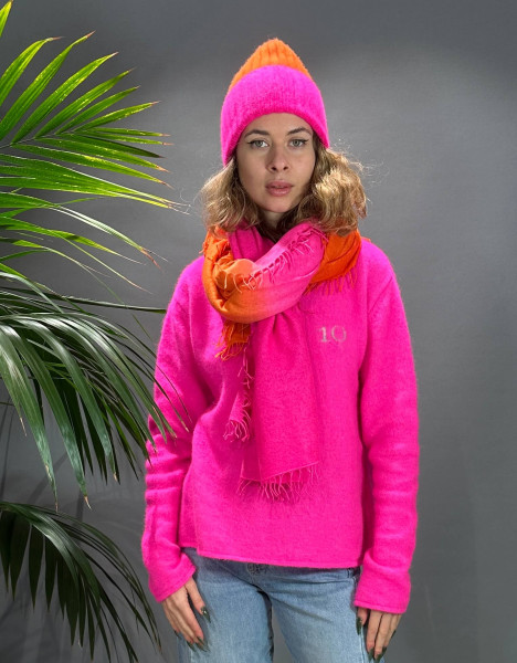 Cashmere Scarf Neon Pink/Orange Daisy