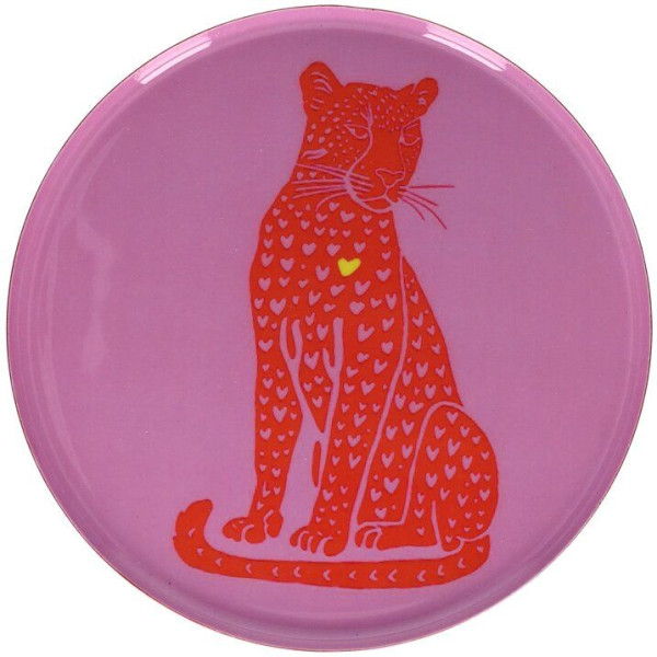 Love Trays Dekotablett M Leopard rosa/rot