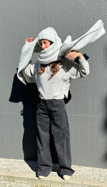 Knit Scarf Melee light grey